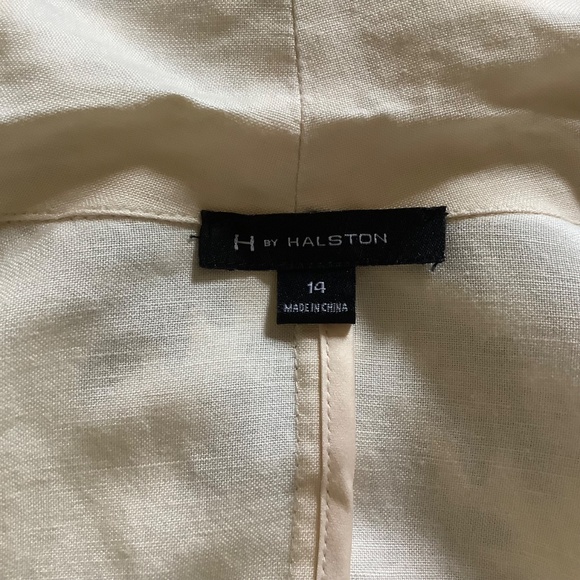 H by Halston Draped Zip Front Linen Blend Blazer Ecru SZ 14 - Picture 14 of 16